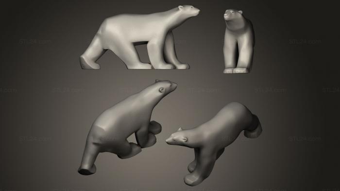 Animal figurines (Ours blanc Grand, STKJ_0092) 3D models for cnc